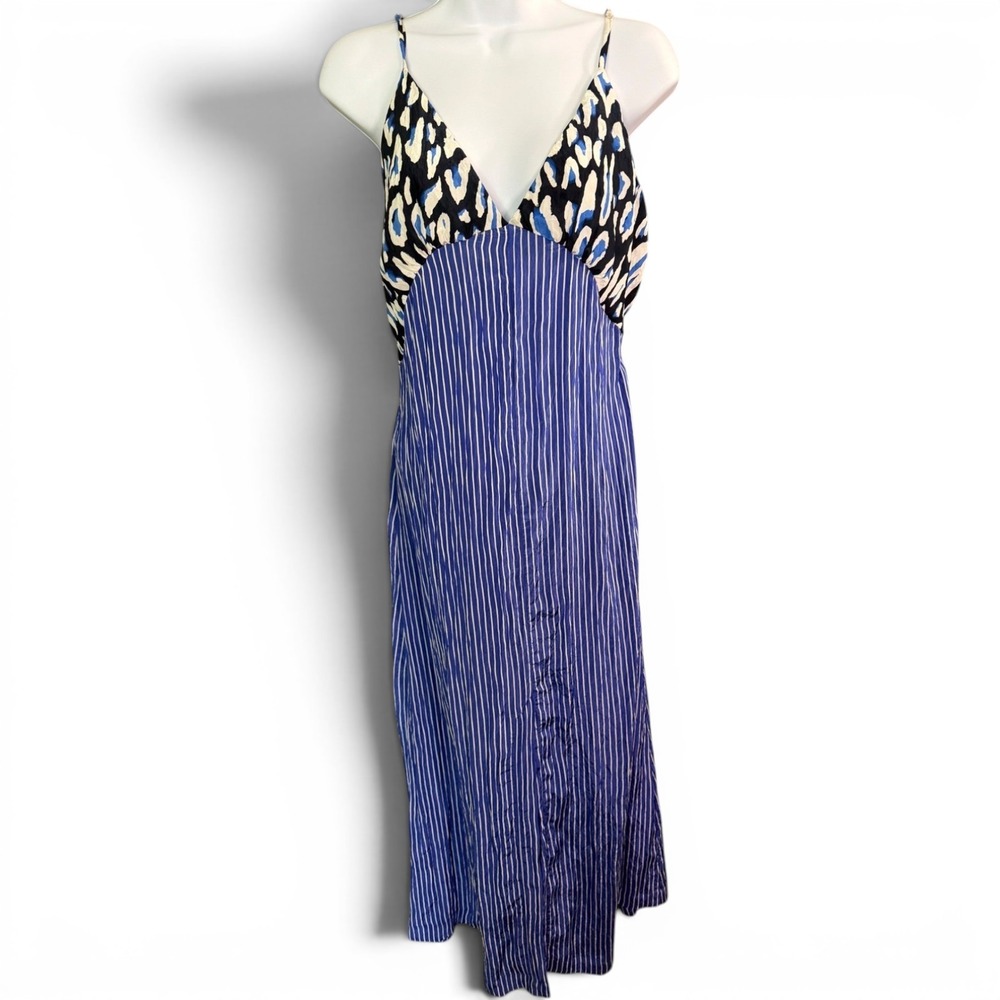 Baum und Pferdgarten Mixed Print Slip Dress Sz 36/4 Striped Animal Midi Back Tie